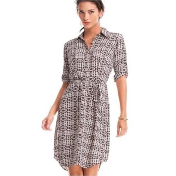 CAbi Colony Club Geometric Print Shirt Dress Blush/Black Size XSmall - Picture 2 of 11